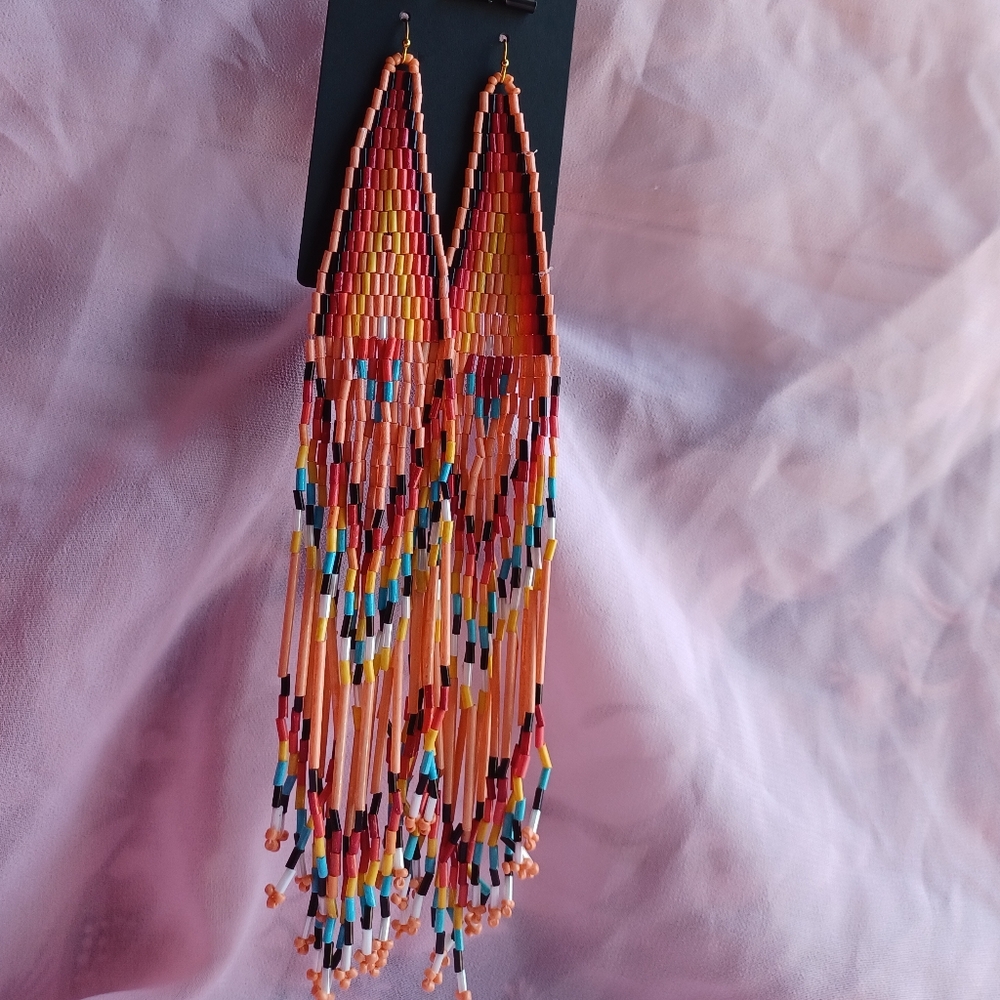 Colorful Beaded Dangle Earrings